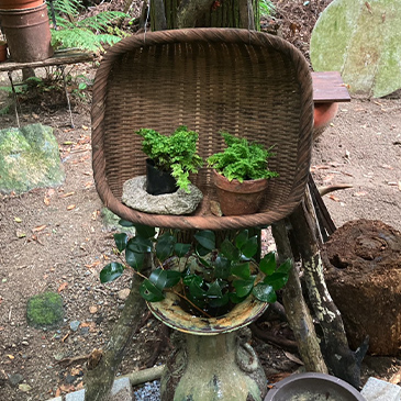 竹籠の花置